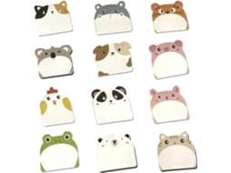 Blocos De Notas Adesivas, 12 Unidades, 6cm, 5.5cm, Estampa Animal