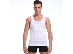 Colete de Compressão Masculino para Modelar Torso, Achatamento de Peito e Barriga, Suporte Lombar e Postura Branco