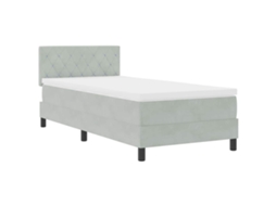 Cama Box Spring Led Cinzento Claro 90x190 cm Veludo MAISON EXCLUSIVE