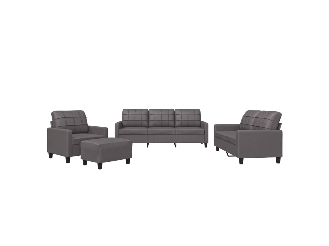 Conjunto de 4 Sofás com Almofadões Couro Artificial Cinzento MAISON EXCLUSIVE