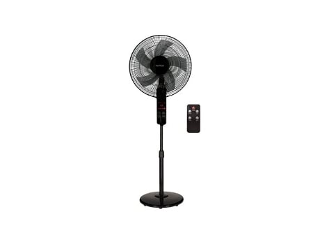 Ventilador De Pedestal Ajustável Tehri Com Controle Remoto Ø43x135cm Preto Niaros (motor Dc 30w)