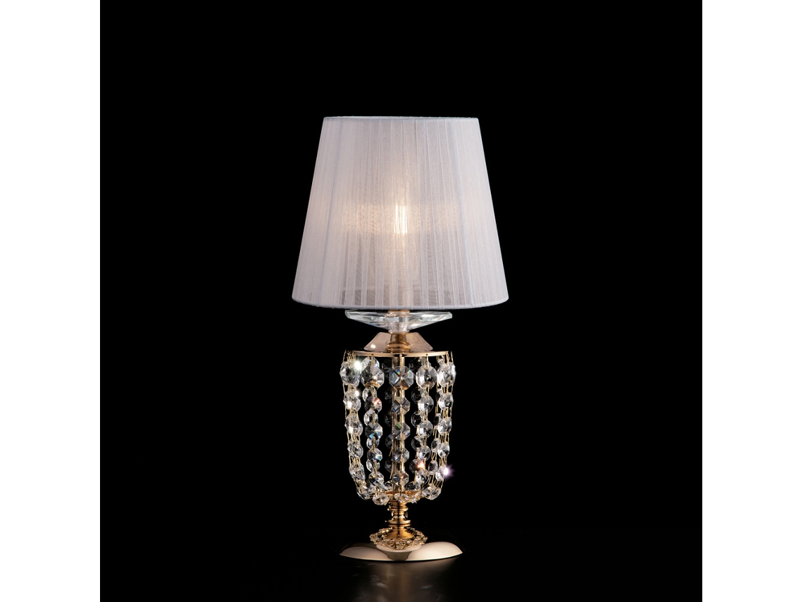 Mozart - Candeeiro De Mesa Em Ferro E Latão Dourado Com 1 Abajur H.40 - Ø20 - Bl189-lt-or