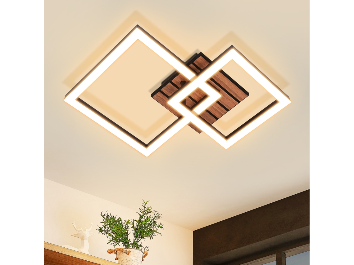 Candeeiro de Teto Led 14w Preto Design Moderno Branco Quente 3000k Formato Quadrado para Sala de Estar Quarto ZMH