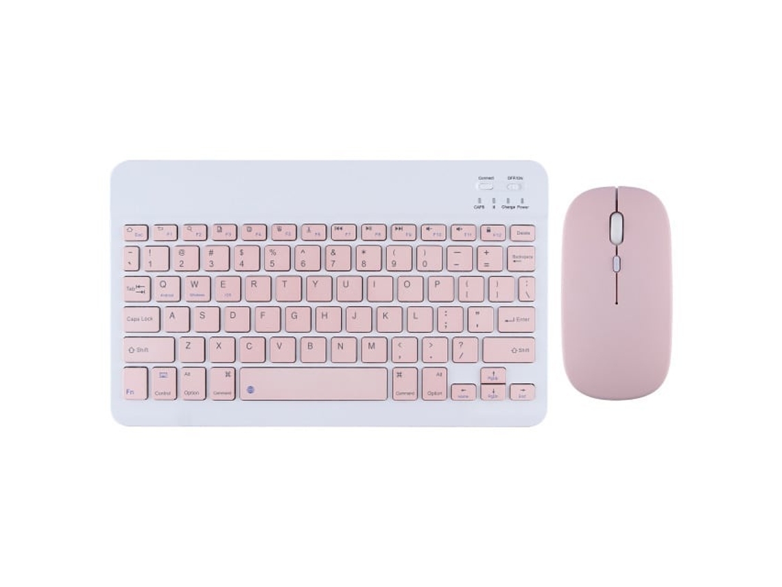 Lurelia Conjunto Teclado Bluetooth E Rato 2.4g Para Tablet 10" Compatível Com Huawei, Xiaomi E Vivo - Rosa Elegante