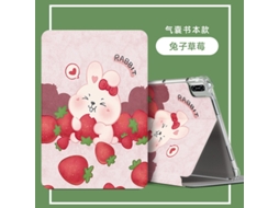 Capa De Silicone Com Airbag De 9,7 Para Ipad 2018/17/air2/air1 Com Desenho De Coelho E Morango