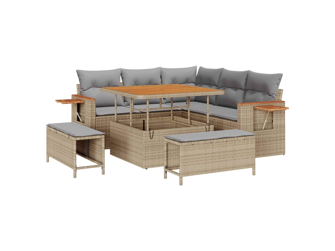 Maison Exclusive - Conjunto De Sofá De Jardim 8 Pcs Bege Vime Pe