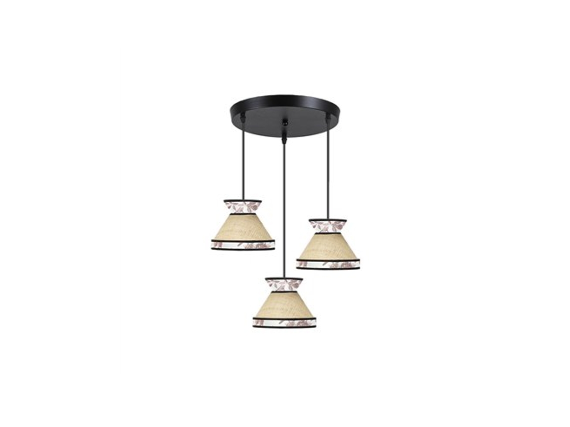 Luminária De Teto Constantinople, 3xe27, Altura Regulável , Bege E Vermelho Fabrilamp (lâmpadas Não Incluídas)