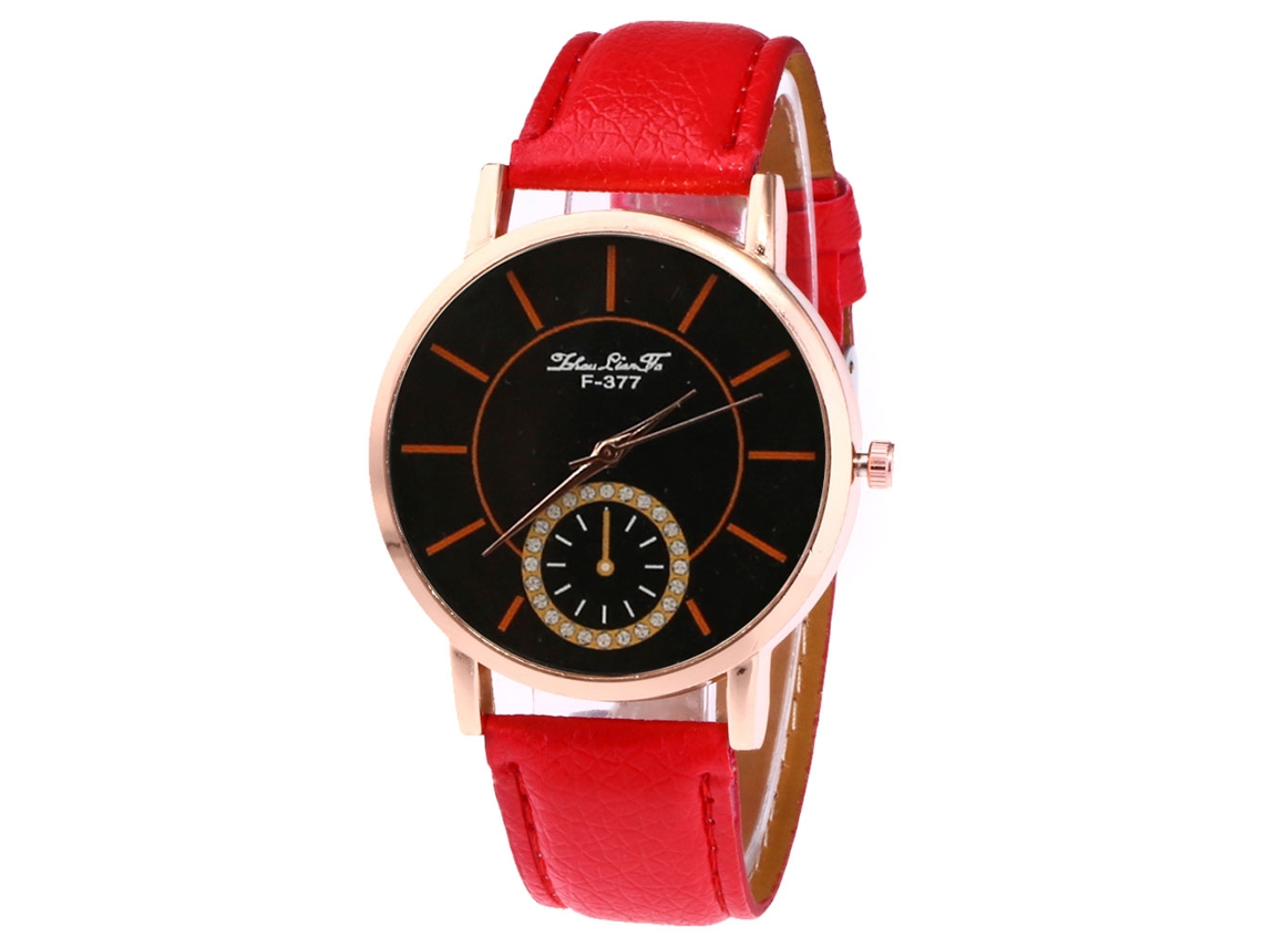 Relógio de pulso elegante com mecanismo de quartzo e pulseira de couro, ideal para estudantes. Presente perfeito para mulheres, homens, crianças e namoradas. Cor vermelha.