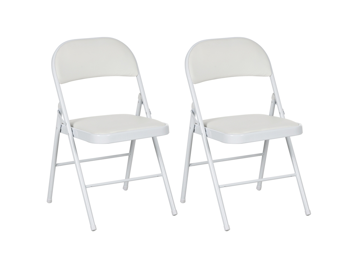 Cadeiras Dobráveis Aço e Revestimento Sintético Cor Branco 45x46x78 Cm Homcom
