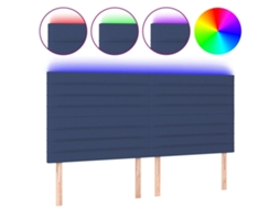 Cabeceira de Cama com Luzes Led Tecido Azul MAISON EXCLUSIVE (200x5x118 cm)