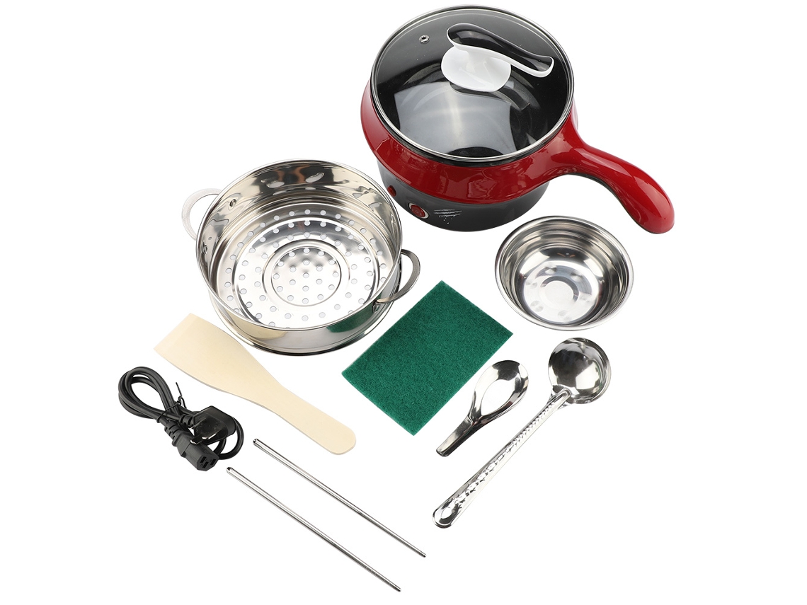 Frigideira Elétrica Mini Laxiscreed Panela Multifuncional Para Fritar E Ferver, Preta E Vermelha 220v