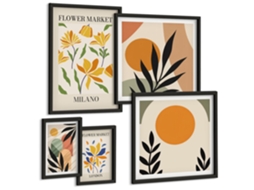 Quadros Decorativos Para Parede Paisagens, Natureza, Campos, Caminho Moldura Preta Quadros Para A Sala De Estar Espelharte (conjunto De 5 Imagens)