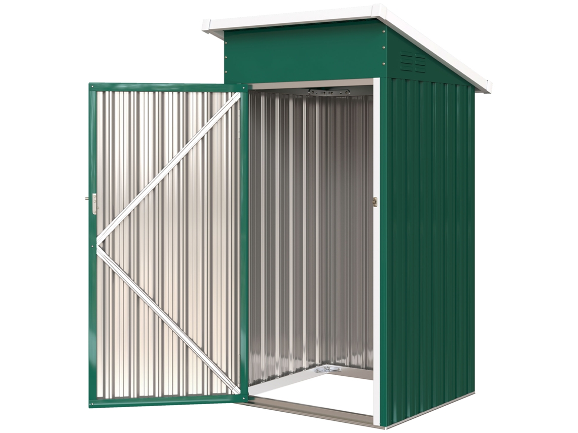 Galpão Metálico Exterior 0,74 M² com porta inclinada, fecho ventilado, 107,5x91x185 Cm, verde | S/MARCA
