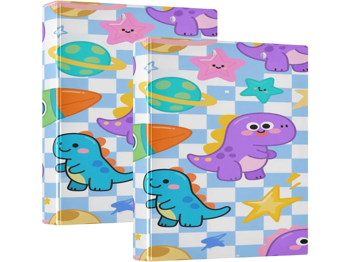 Caderno Fofo De Dinossauro Roxo 3, 8cm 1, 5 Polegadas, Com 3 Argolas E Bolsos, Pacote Com 1 2 Unidade, Material De