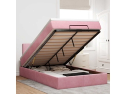 Vidaxl Cama Otomana Com Colchão 120x190 Cm Veludo Rosa
