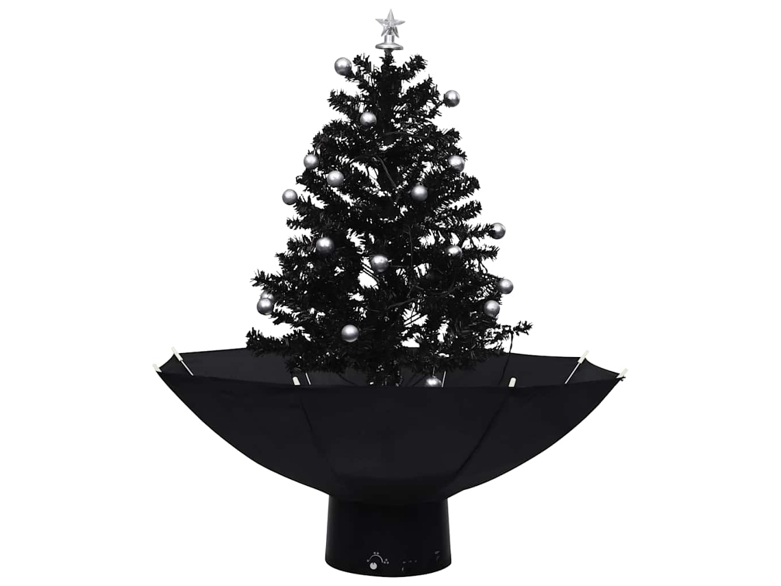 Árvore Natal c/ Neve VIDAXL base formato guarda-chuva 75 cm PVC preto