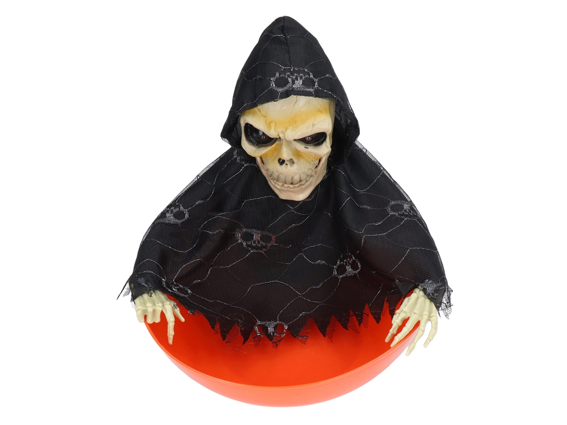 Primerox tigela de Frutas Caveira Fantasma Brilhante com Som Elétrico Decorativo de Festa Assustadora