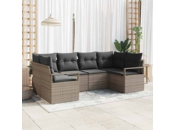 Vidaxl Conjunto De Sofás 6 Unid. Cinzeto Vime Pe