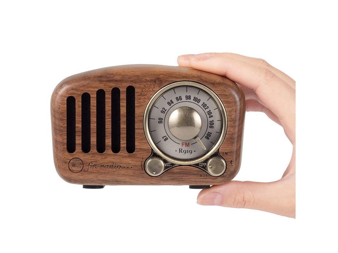 2026-rádio Portátil De Madeira Fm Com Alto-falante Bluetooth Retrô (madeira De Noz)