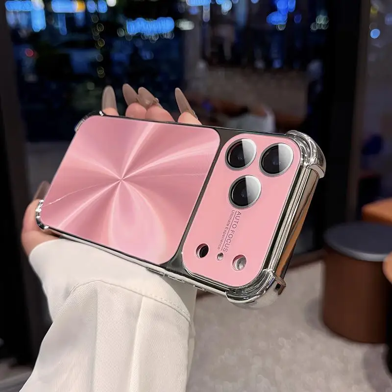 Capa Para Celular Com Textura De Cd Eletrodepositada E Estética A Laser (rosa Para Iphone 14)