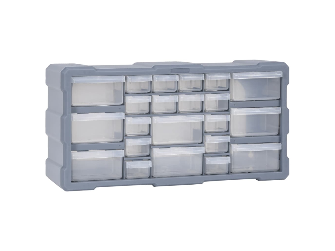 Conjunto 1 Multi-drawer Organiser, Multi-drawer Organisers Vidaxl Cinzeto Polipropileno (22 Gavetas)