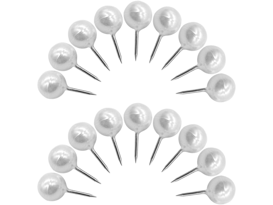 Conjunto Betooky com 100 Tachinhas Redondas, Feitas de Plástico Branco e Metal, Seguras e Duráveis para Anotações, Mesas e Outros Objetos