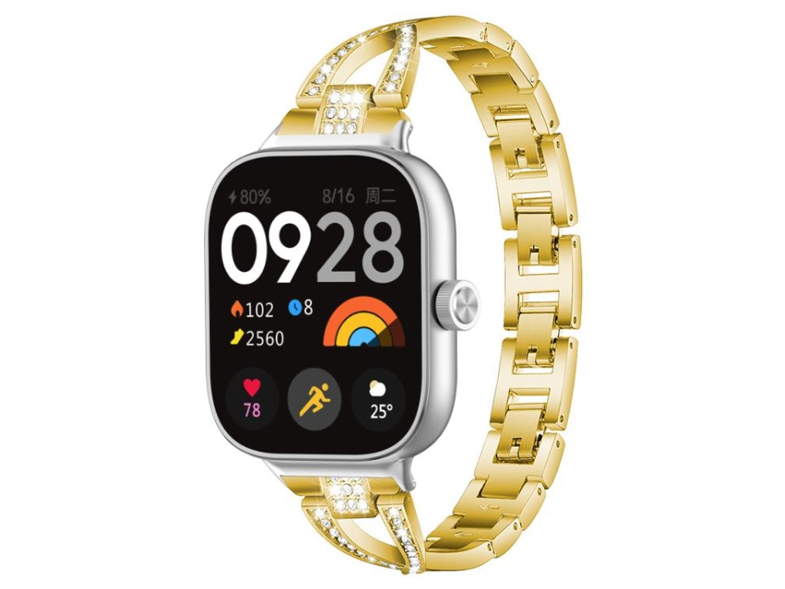 Bracelete para Xiaomi Band 9 Pro / 8 Pro Metal Diamante em X Prateado XIAOMOYU