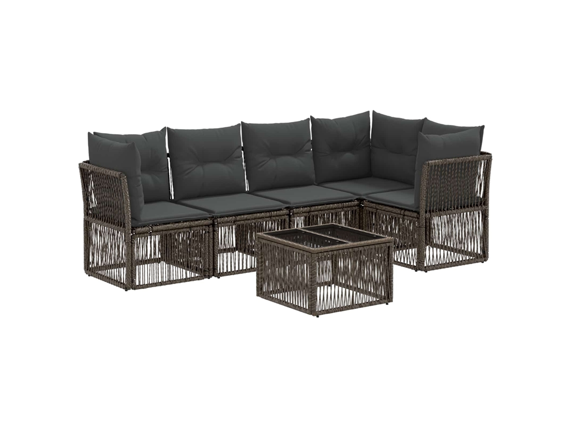 Vidaxl Conjunto De Sofá De Jardim 6 Pcs Cinzento Vime Pe