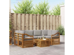 Vidaxl Conjunto De Sofás Para Exterior 7 Unid. Cinza Natural E Claro