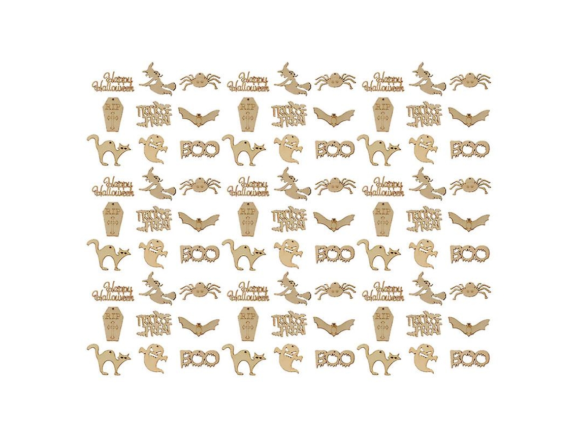 90 Peças de Fatias de Madeira de Halloween para Decorações de Halloween ALLINLESS
