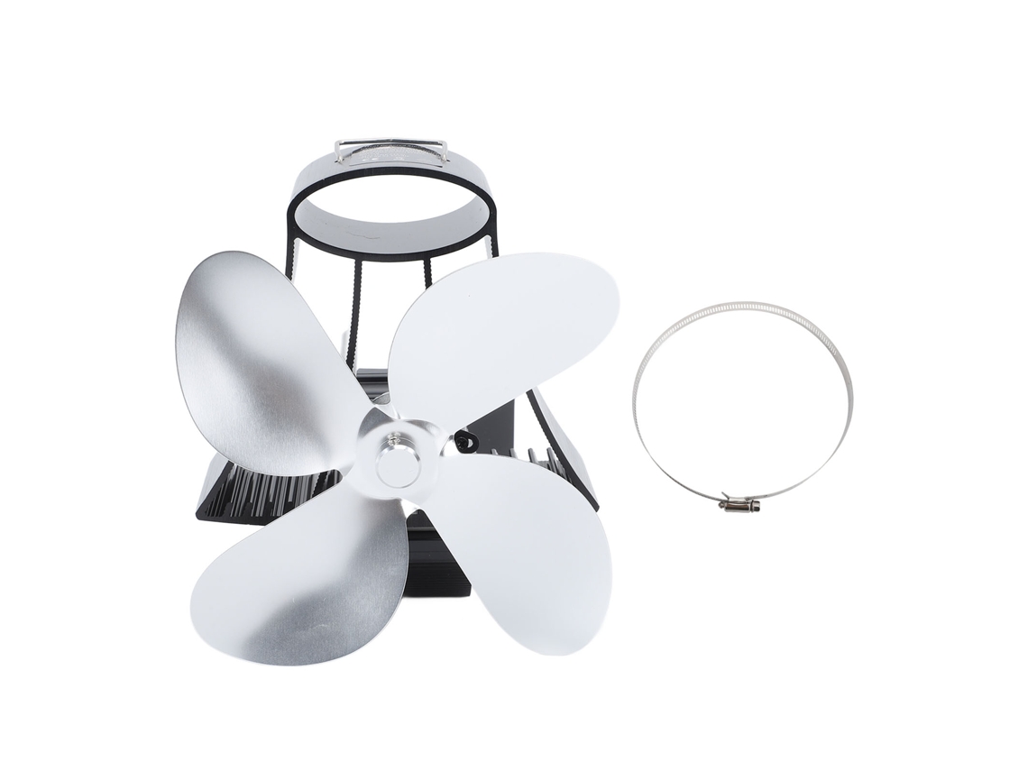 Ventilador Magnético Silencioso 4 Lâminas Prata para Lareira