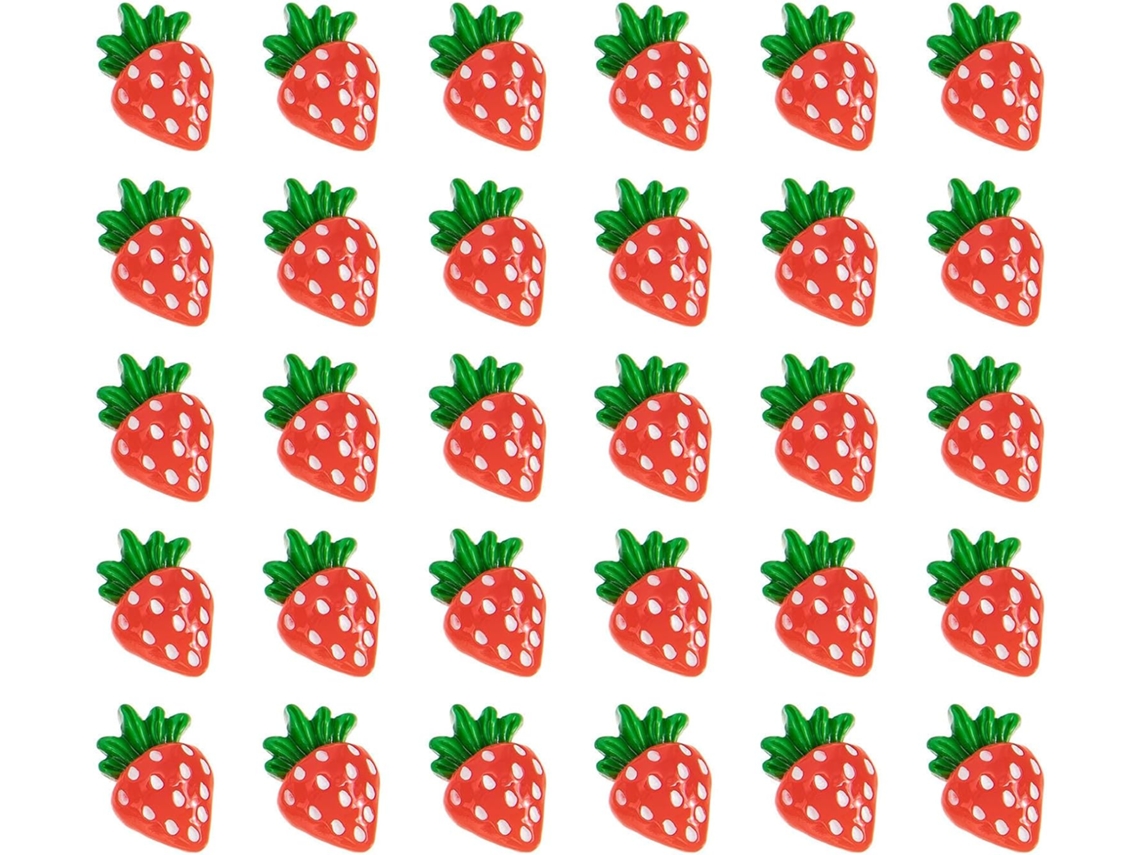 Enfeites Morango para unhas de resina, 30 peças, decoração DIY