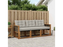 Vidaxl Conjunto De Sofás Para Exterior 3 Pcs Natural E Cinzento-claro
