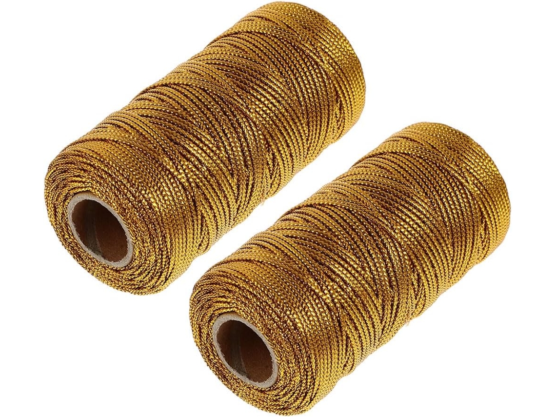 Barbante Dourado Valiclud Para Embrulho De Presentes, 2 Rolos De Pe E Pet, Leve E Prático, Ideal Para Artesanato E