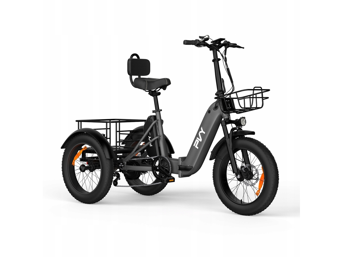 Triciclo Elétrico Urbano Dobrável PVY F20, 1000w 48v 21ah, Autonomia Máxima de 80km, Pneus Largos de 20", Preto