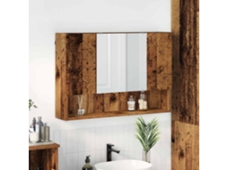 Vidaxl Armário De Espelho Com Porta Madeira Antiga 80 X 17 X 55 Cm