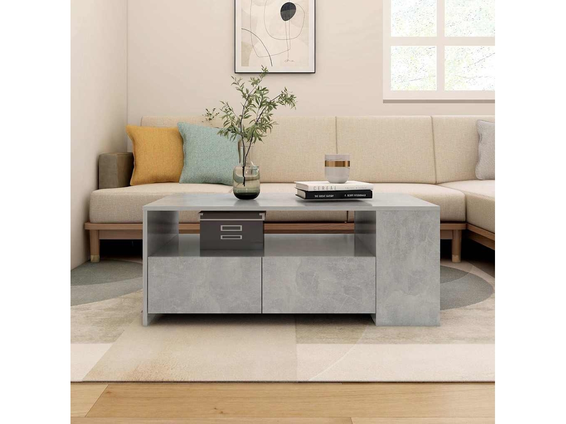 Vidaxl Mesa De Centro 102x55x42 Cm Madeira Processada Cinza Cimento