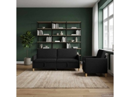 Vidaxl Conjunto De Sofá Com Armazenamento 2 Unid. Preto Poliéster