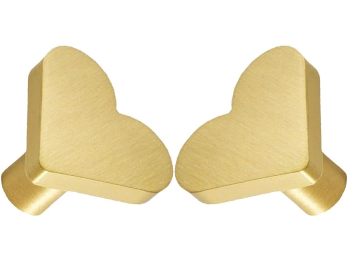 Puxadores De Design Elegante, 2 Peças, Fácil Instalação, Formato De Coração, Puxadores De Gaveta Em Latão Dourado Para