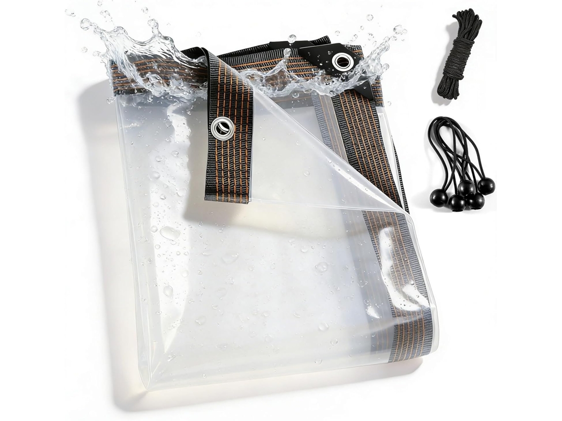 Clear Tarpaulin Waterproof Heavy Duty Tarps With Grommets, Windproof Transparent Tarp Cover For Outdoor Garden