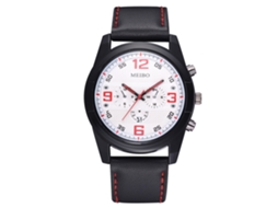 Relógio de pulso feminino casual com pulseira de couro PU e cristal (vermelho)