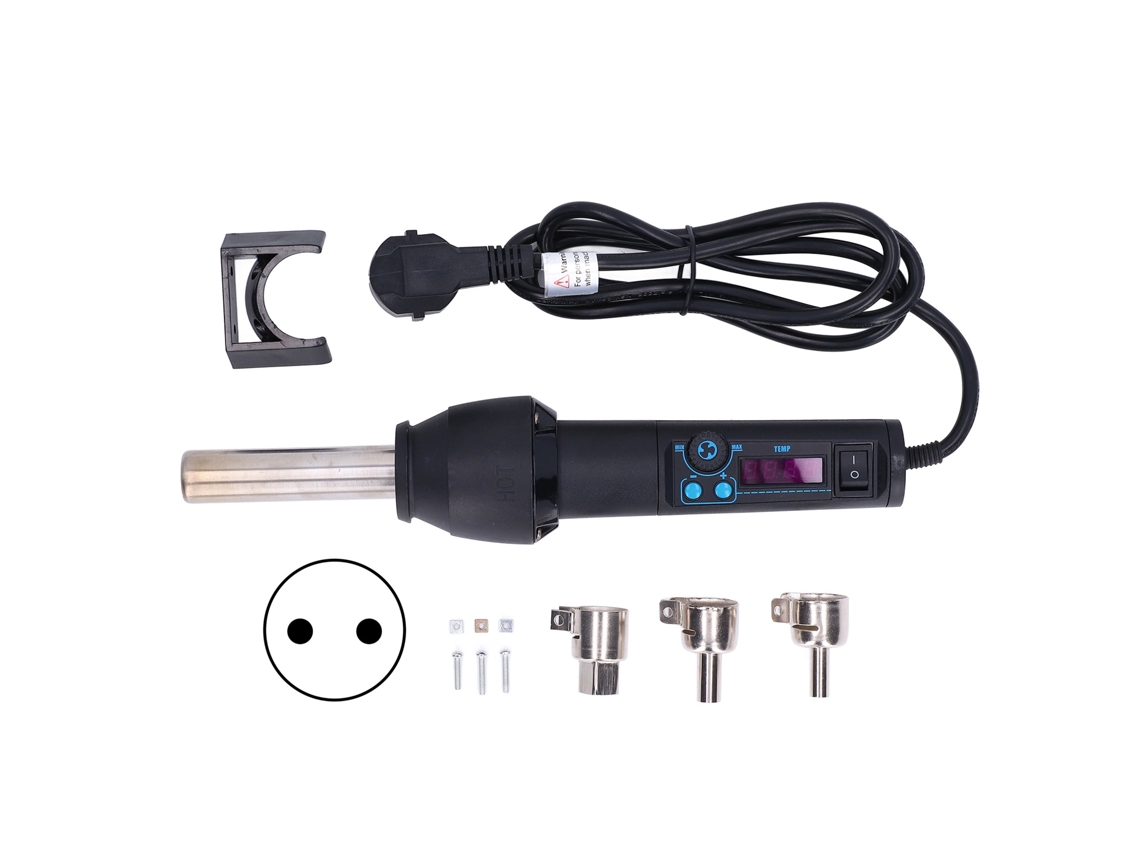 Pistola de ar quente portátil ajustável de 700 W com kit de bicos, 120 l/min, plugue europeu 220 V