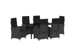 Maison Exclusive - Conjunto De Jantar Para Jardim Com Almofada 7 Pcs Preto Vime Pe