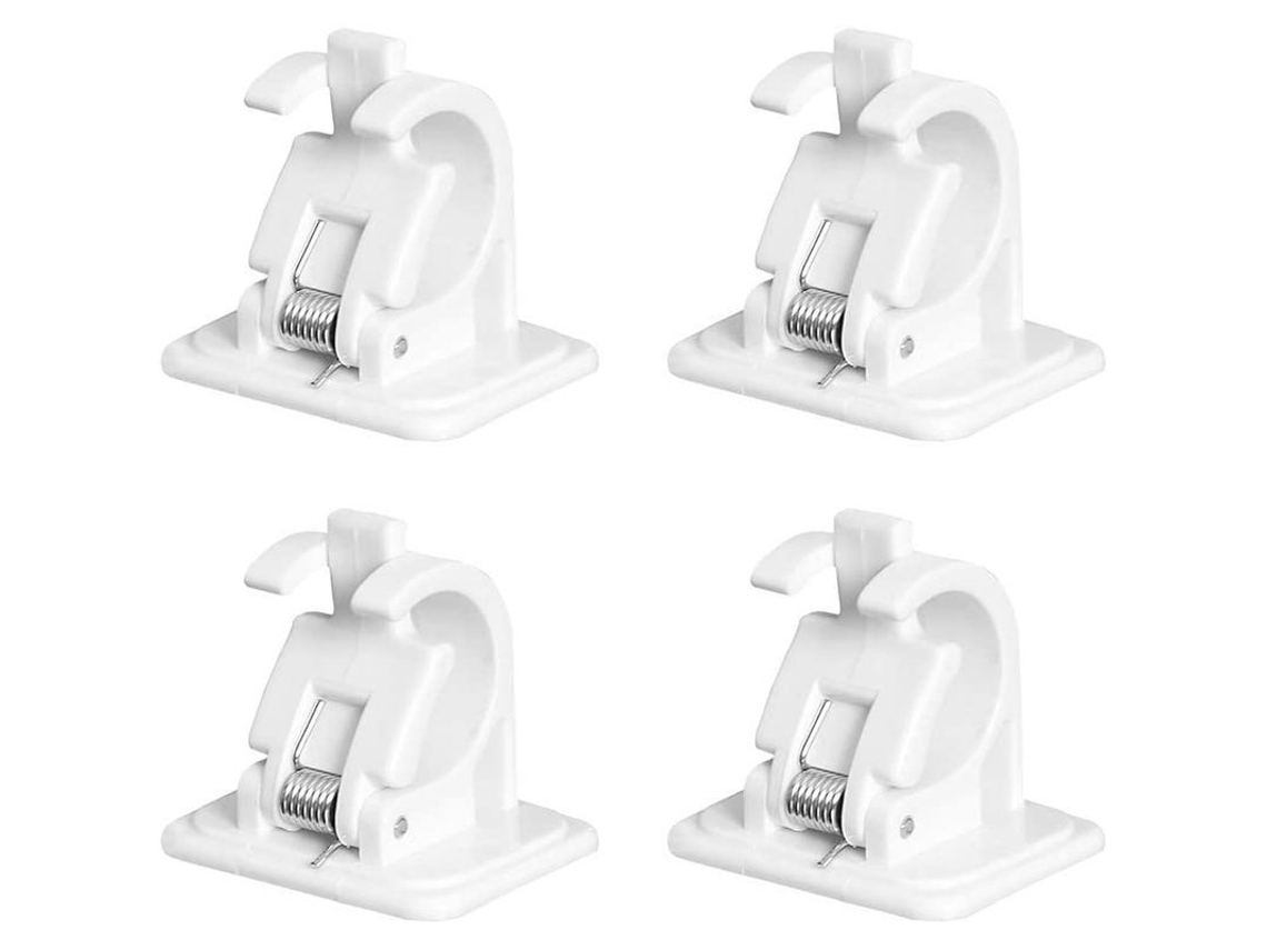 Suporte de varão de cortina Nova Line sem prego, 4 peças ajustáveis autoadesivas em plástico branco | S/MARCA