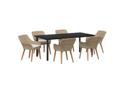 Maison Exclusive - Conjunto De Jantar Para Jardim Com Almofada 7 Pcs Bege Vime Pe