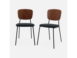 Cadeira Em Tecido Bouclé, Set De 2, Preto