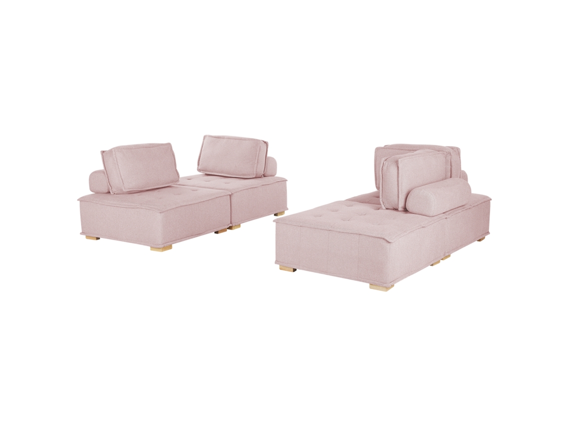 Módulo De Assento Em Tecido Fácil De Manter Beliani Tibro De Tecido Rosa 100x200x40