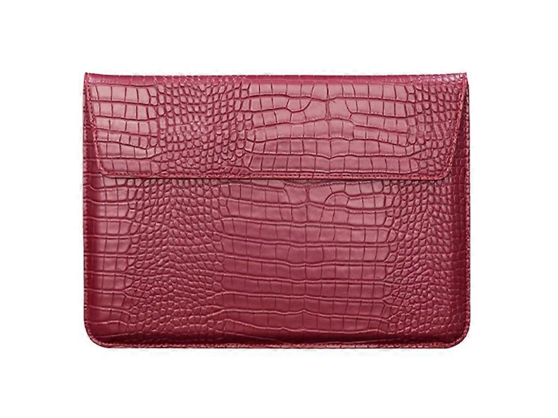 Capa Para Laptop De 15,4 Polegadas Em Couro Pu Com Textura De Crocodilo, Cjy Vermelha