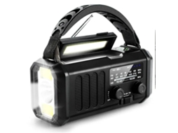 Rádio de Emergência, Bateria 10000mah, Lanterna, Manivela, Energia Solar, Meteorológico, SOS, Preto AQUAFORGE