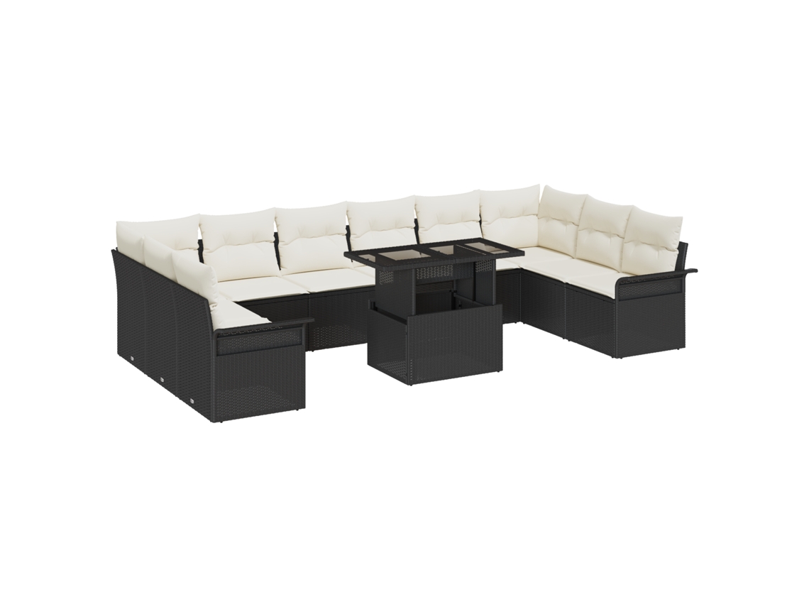 Conjunto 11 Móveis De Jardim Vidaxl Preto Vime Pe (100 X 55 X 73 Cm)